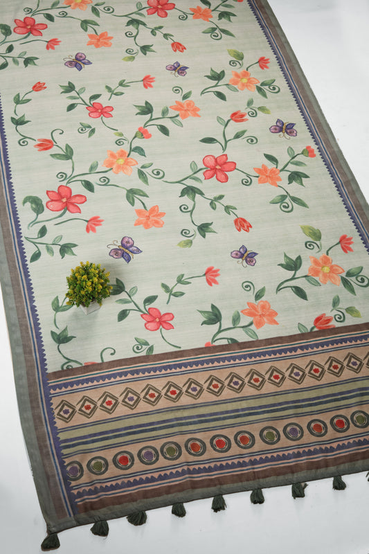 Phool Titli Linen Saree - Yuvani