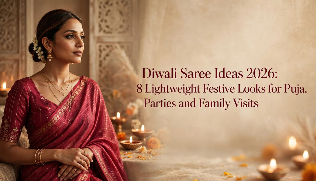 Diwali Saree Ideas 2026: 8 Lightweight Festive Looks for Puja, Parties and Family Visits