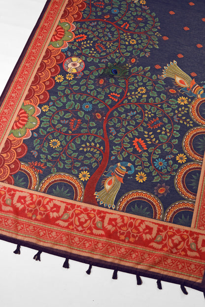 Peacock Vanam Chanderi Saree