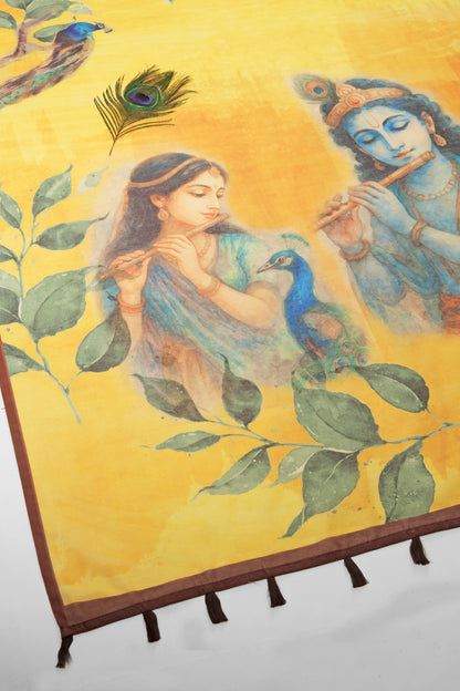 Mor Bansi Yellow Printed Saree - Yuvani