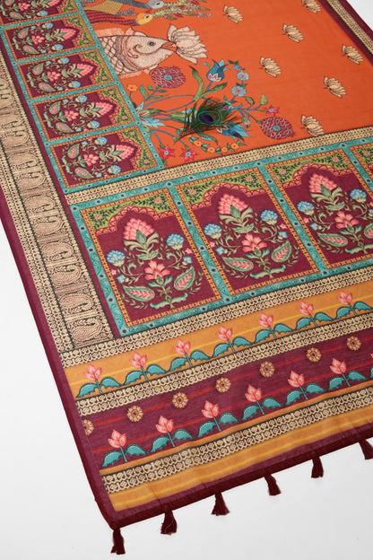 Surya Kesari Chanderi Saree