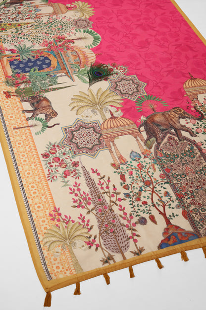 Gulabi Rajbagh Chanderi Saree