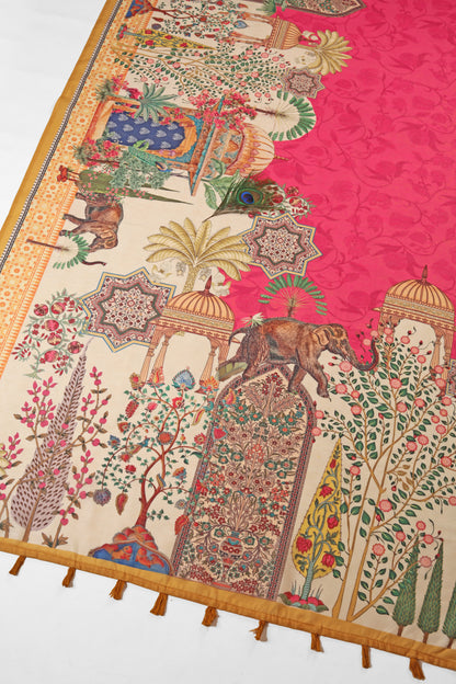 Gulabi Rajbagh Chanderi Saree