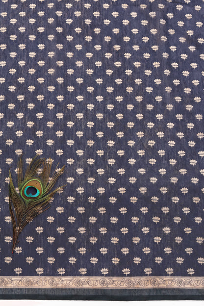 Teal & Navy Blue Two-Tone Saree