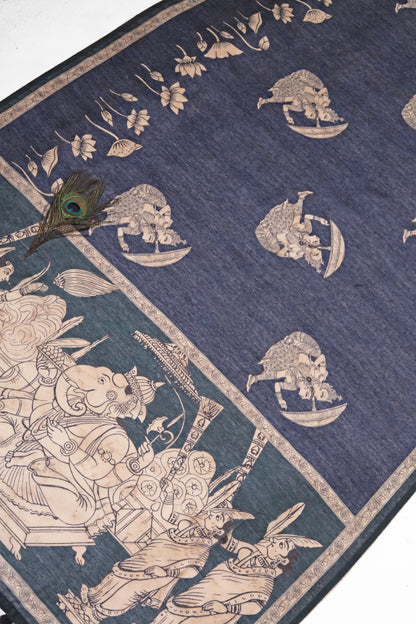Teal & Navy Blue Two-Tone Saree