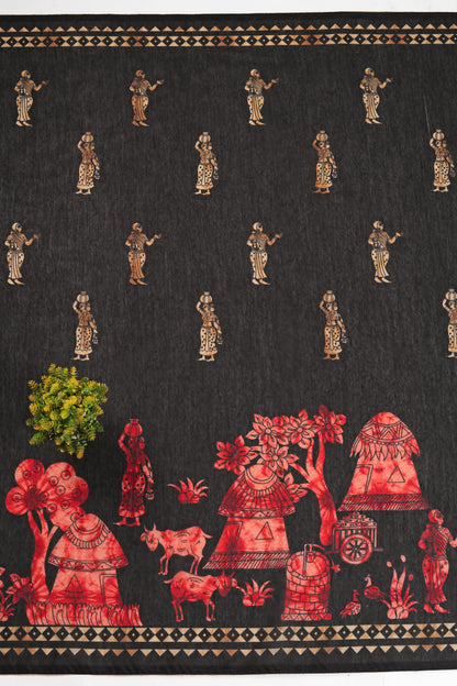 Sindoori Leela Chanderi Cotton Saree - Yuvani