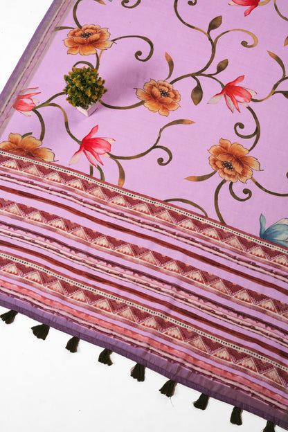 Gulabi Bahar Linen Saree