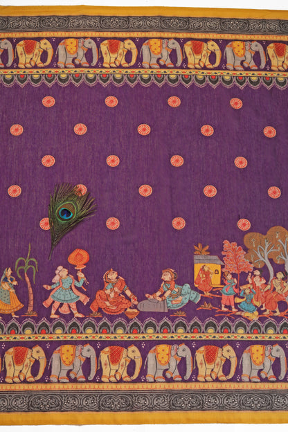 Krishna Darbar Chanderi Saree