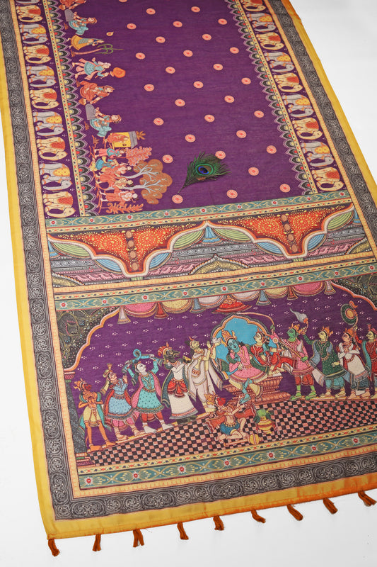Krishna Darbar Chanderi Saree