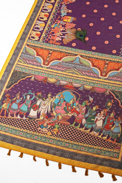 Krishna Darbar Chanderi Saree