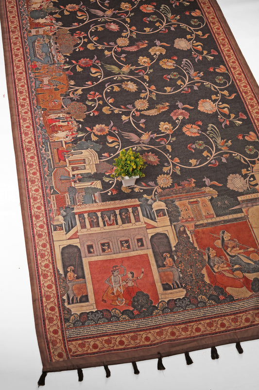 Rajshree Kalamkari Chanderi Saree