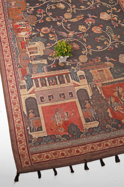 Rajshree Kalamkari Chanderi Saree