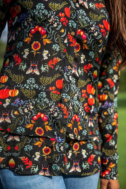 Artistic Angle Dress Black Printed Shirt - Yuvani