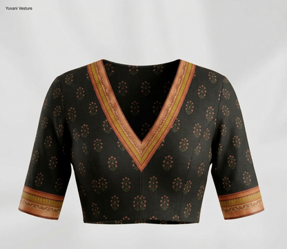 Mayura Black Kalamkari Saree