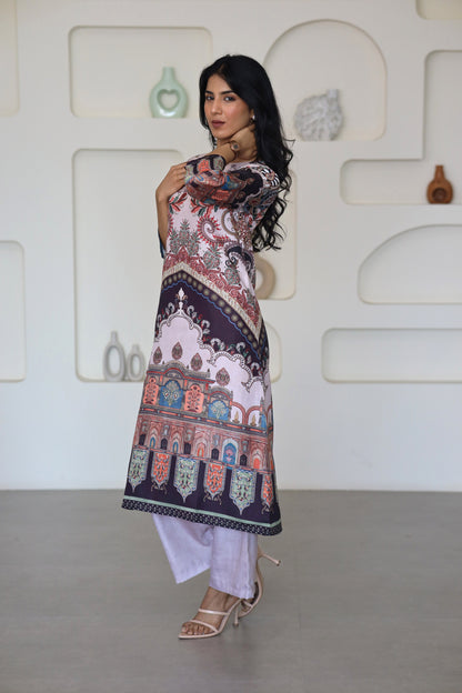 Bright Symmetrical Printed Kurti Set - Yuvani