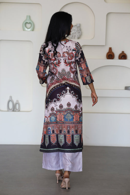 Bright Symmetrical Printed Kurti Set - Yuvani