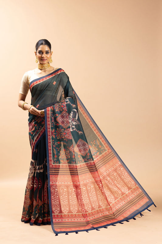 Devalaya Chanderi Cotton Saree - Yuvani