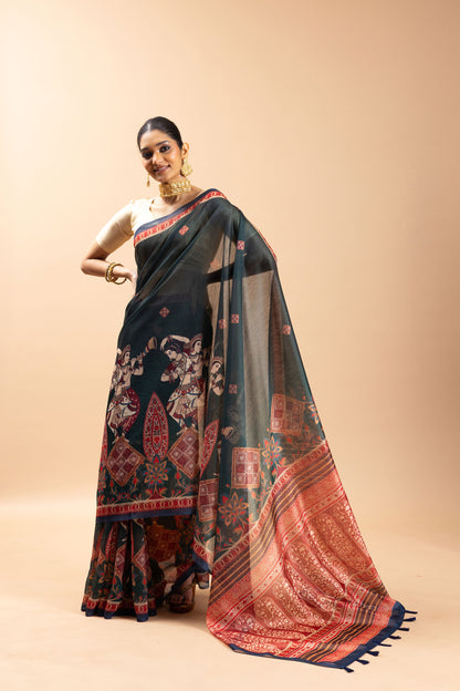Devalaya Chanderi Cotton Saree - Yuvani