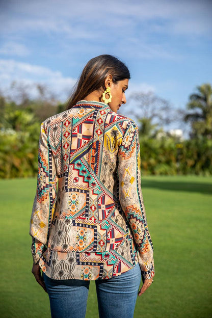 Dynamic Design Cream Colour Shirt - Yuvani