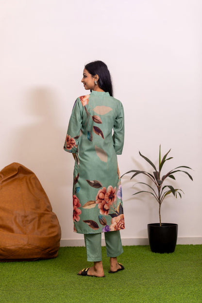 Emerald Petals Floral Kurti Set - Yuvani