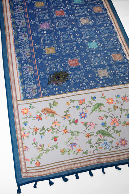 Gajrekha Bandhani Handloom Cotton Silk Saree - Yuvani