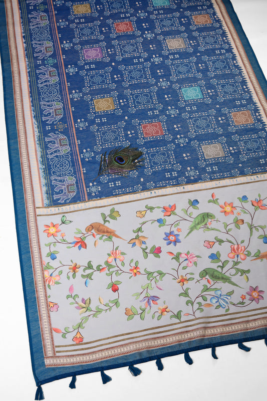 Gajrekha Bandhani Handloom Cotton Silk Saree - Yuvani