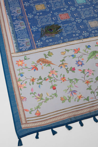 Gajrekha Bandhani Handloom Cotton Silk Saree - Yuvani