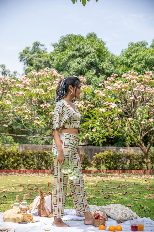 Gracious Grids White Co-ord Set - Yuvani