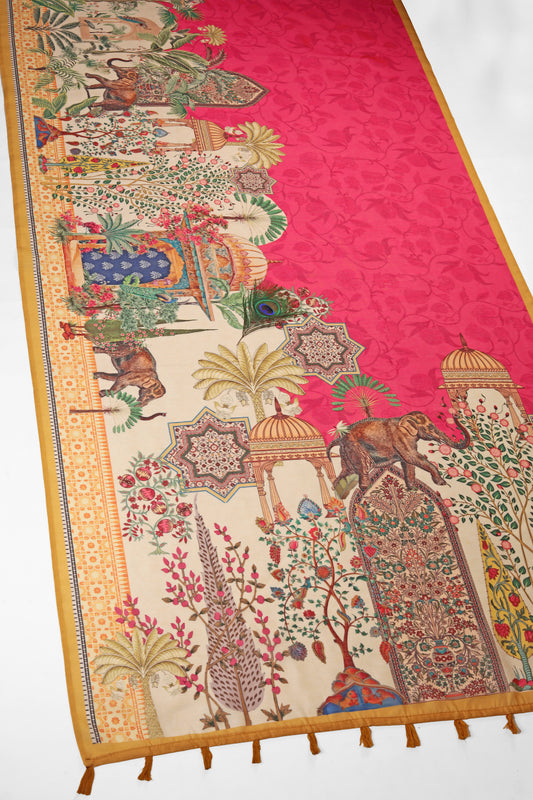 Gulabi Rajbagh Chanderi Saree - Yuvani