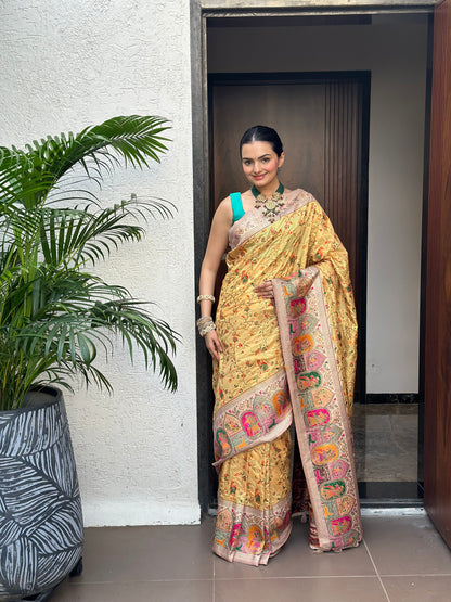 Peetambari Meenakari Jacquard Woven Saree