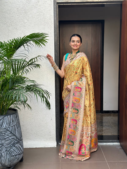 Peetambari Meenakari Jacquard Woven Saree