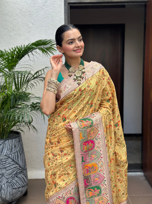 Peetambari Meenakari Jacquard Woven Saree