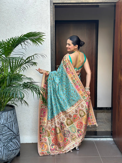 Indraneel Meenakari Jacquard Woven Saree