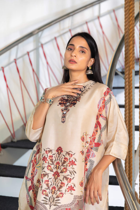 Iconic Ivory Kaftan Set - Yuvani