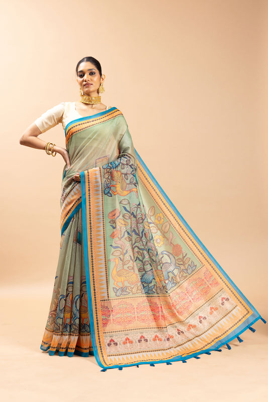 Kalrav Chanderi Cotton Saree - Yuvani