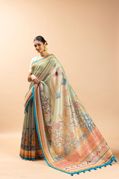 Kalrav Chanderi Cotton Saree - Yuvani