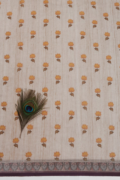 Kamalini Printed Linen Saree - Yuvani