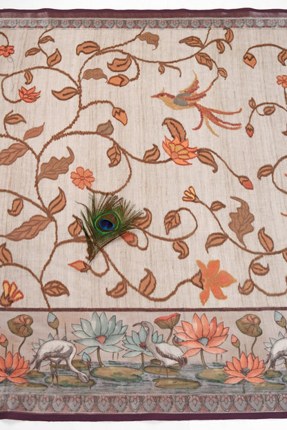 Kamalini Printed Linen Saree - Yuvani