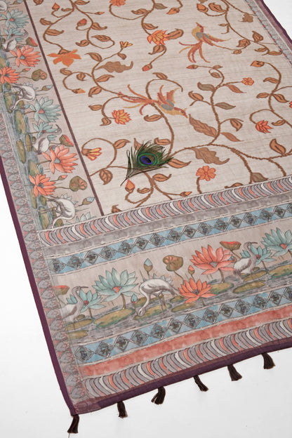 Kamalini Printed Linen Saree - Yuvani