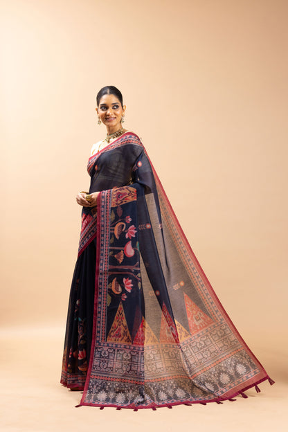 Kona Chanderi Cotton Saree - Yuvani