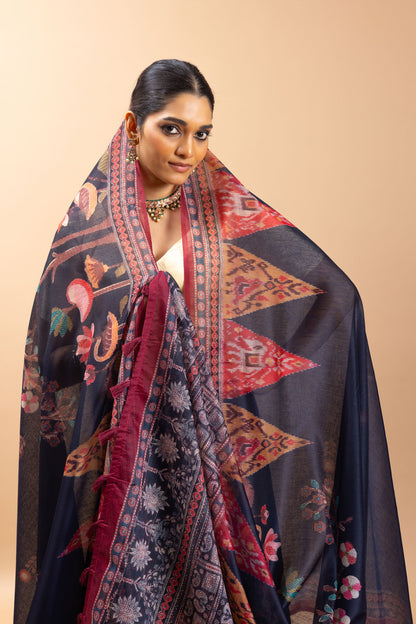 Kona Chanderi Cotton Saree - Yuvani