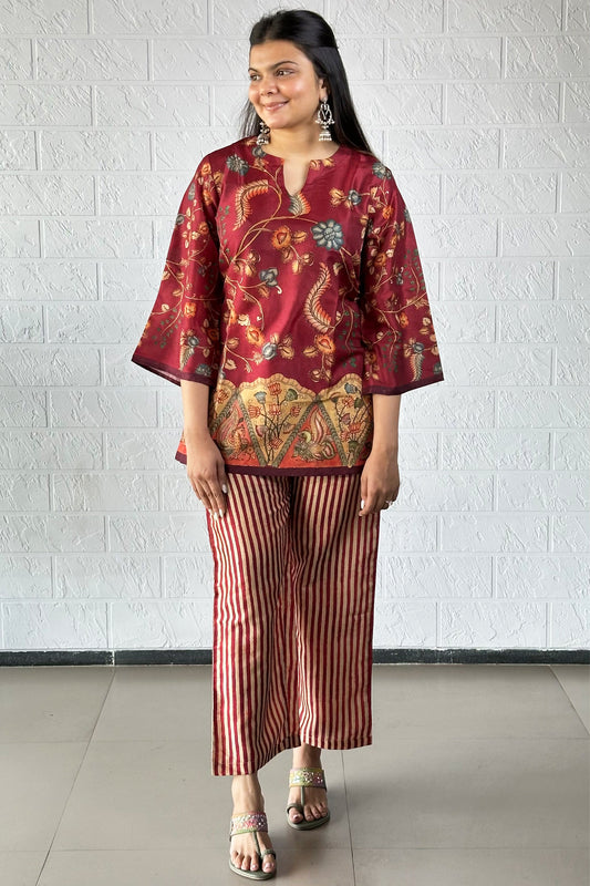 Maroon Floral Coord Set - Yuvani