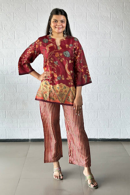 Maroon Floral Coord Set - Yuvani
