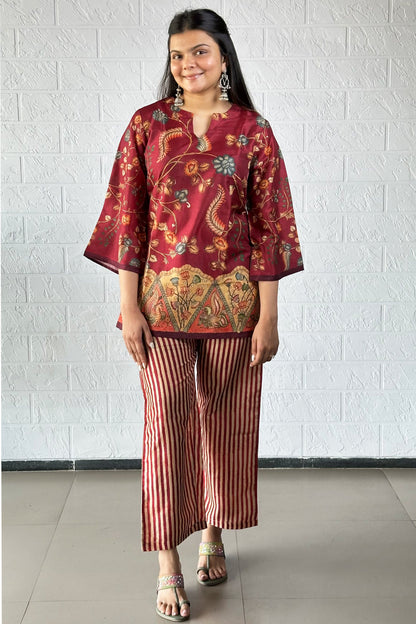 Maroon Floral Coord Set - Yuvani