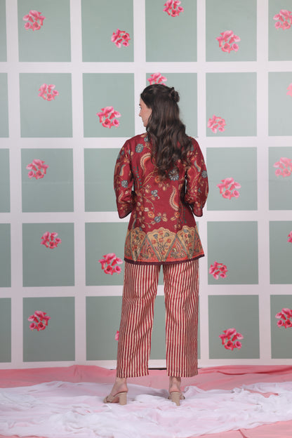 Maroon Floral Coord Set - Yuvani