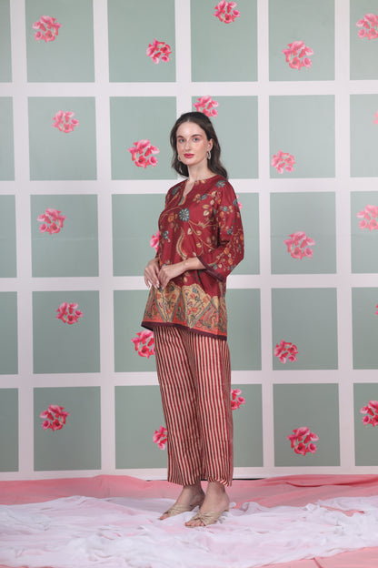 Maroon Floral Coord Set - Yuvani