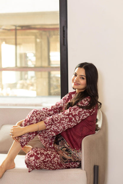 Maroon Tapestry Coord Set - Yuvani