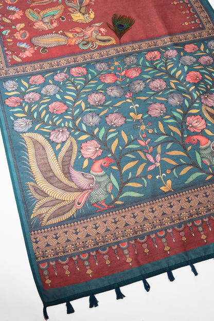 Mayura Mela Chanderi Saree - Yuvani