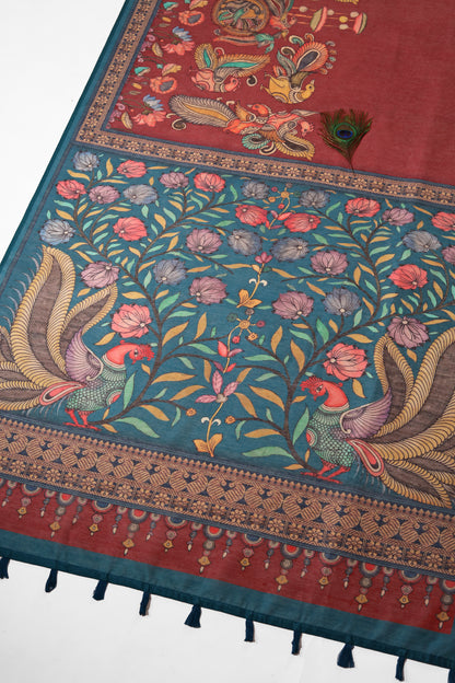 Mayura Mela Chanderi Saree - Yuvani