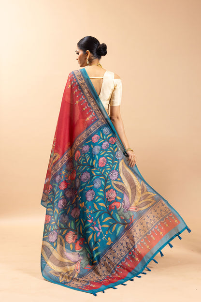 Mayura Mela Chanderi Saree - Yuvani